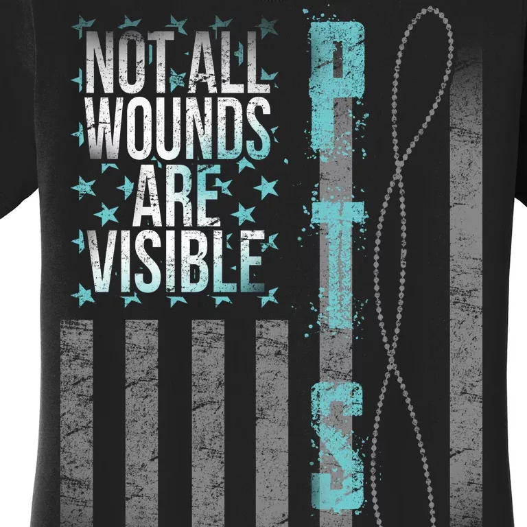 Not All Wounds Are Visible PTSD Veteran Flag Women's T-Shirt