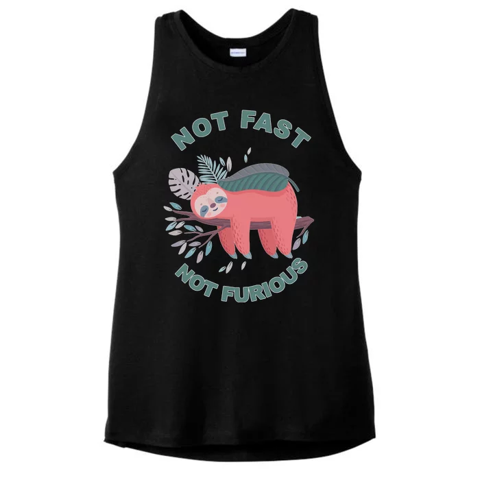 Not Fast Not Furious Sloth Cute Ladies Tri-Blend Wicking Tank