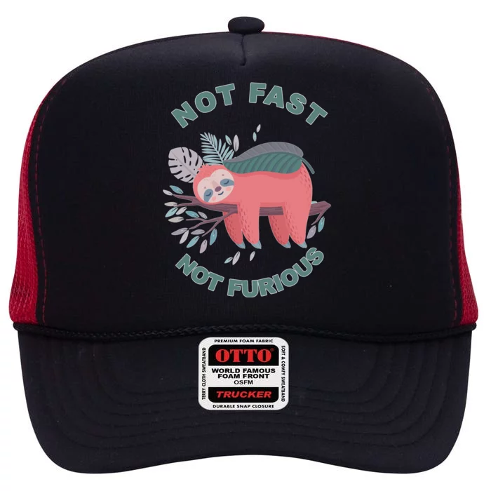 Not Fast Not Furious Sloth Cute High Crown Mesh Trucker Hat