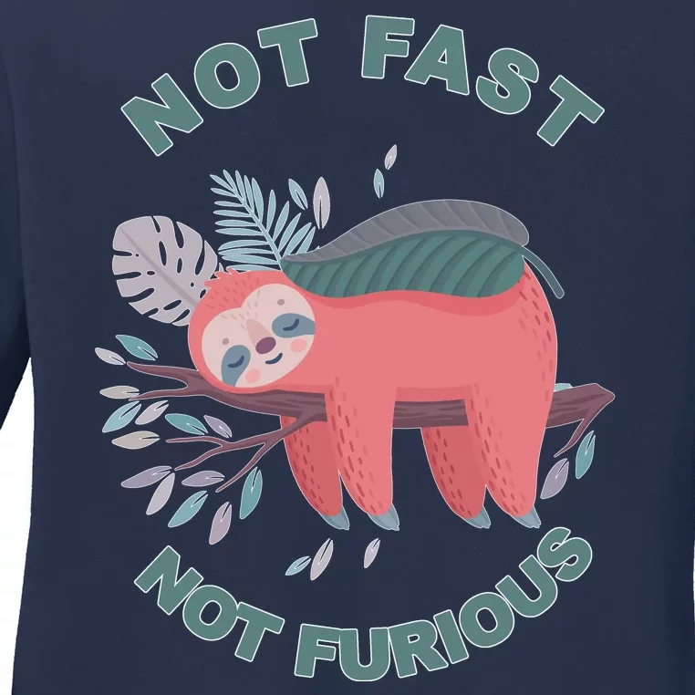 Not Fast Not Furious Sloth Cute Ladies Long Sleeve Shirt