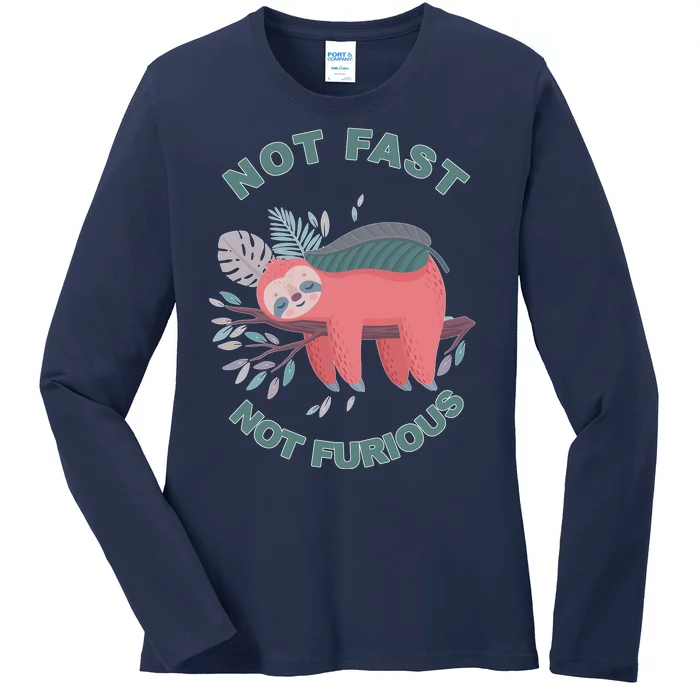 Not Fast Not Furious Sloth Cute Ladies Long Sleeve Shirt