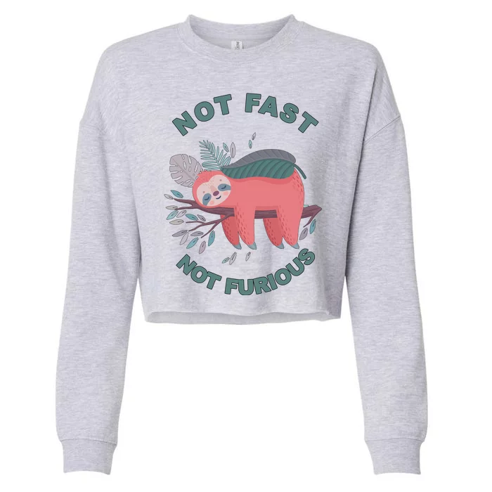 Not Fast Not Furious Sloth Cute Cropped Pullover Crew