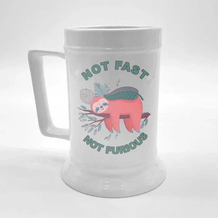 Not Fast Not Furious Sloth Cute Front & Back Beer Stein