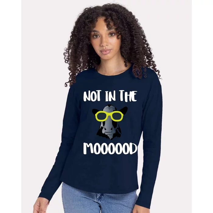 Not In The Moooood Womens Cotton Relaxed Long Sleeve T-Shirt