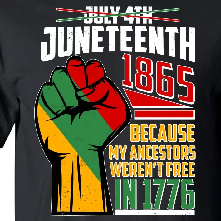 Not July 4th Juneteenth 1865 My Ancestors Weren't Free In 1776 Tall T-Shirt