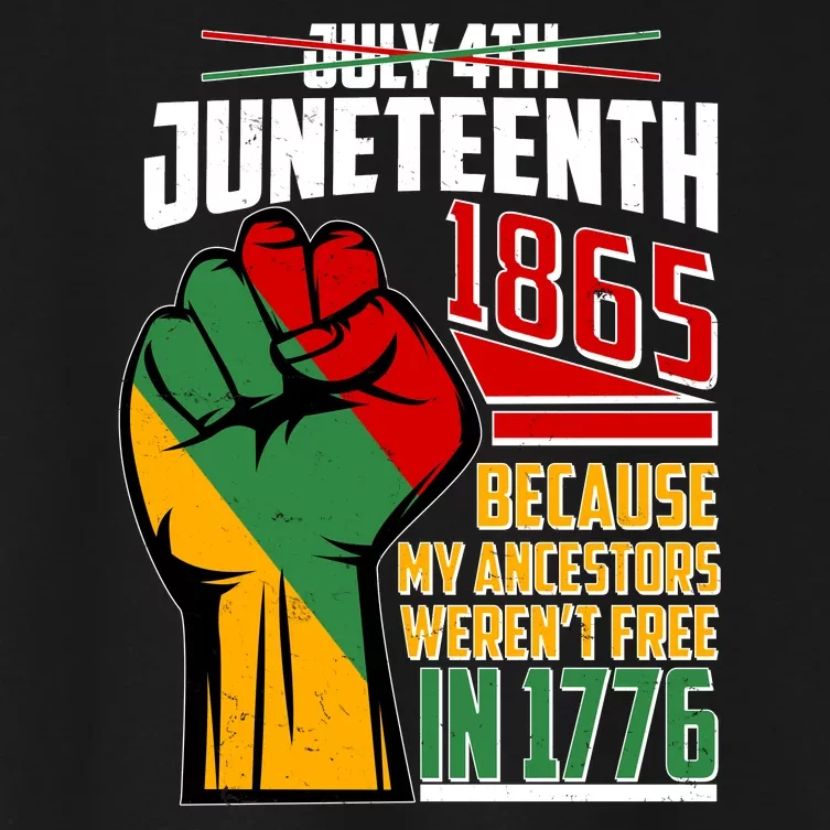 Not July 4th Juneteenth 1865 My Ancestors Weren't Free In 1776 Women's Crop Top Tee