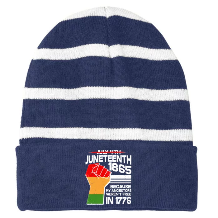 Not July 4th Juneteenth 1885 Striped Beanie with Solid Band