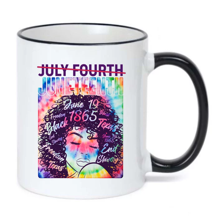 Not July 4th Juneteenth Tie Dye African American Woman Black Color Changing Mug