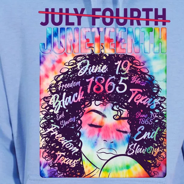 Not July 4th Juneteenth Tie Dye African American Woman Unisex Surf Hoodie