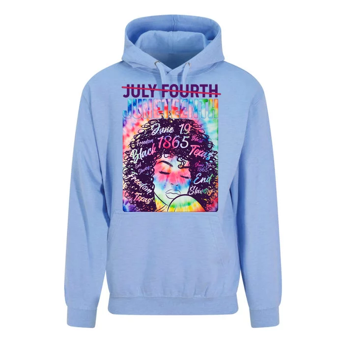 Not July 4th Juneteenth Tie Dye African American Woman Unisex Surf Hoodie