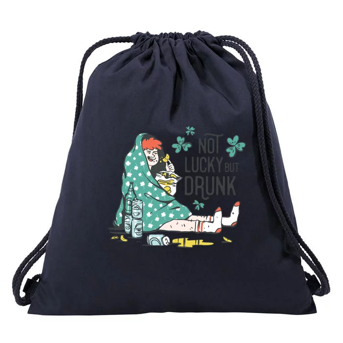 Not Lucky But Drunk Drawstring Bag