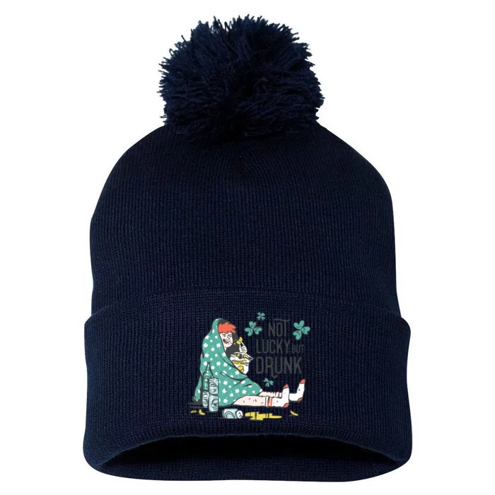 Not Lucky But Drunk Pom Pom 12in Knit Beanie