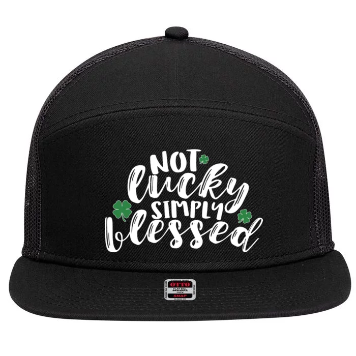 Not Lucky Simply Blessed 7 Panel Mesh Trucker Snapback Hat