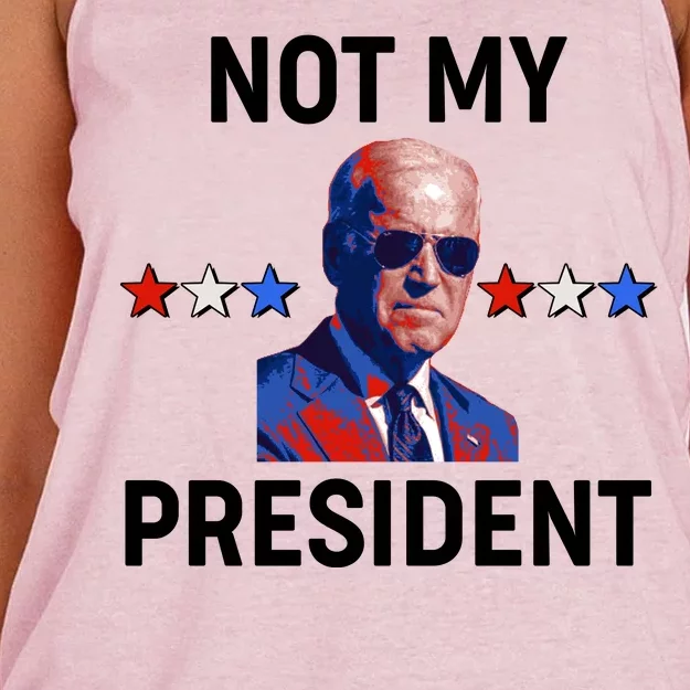 Not My President Anti Biden Pro Trump 2020 Election Women's Knotted Racerback Tank