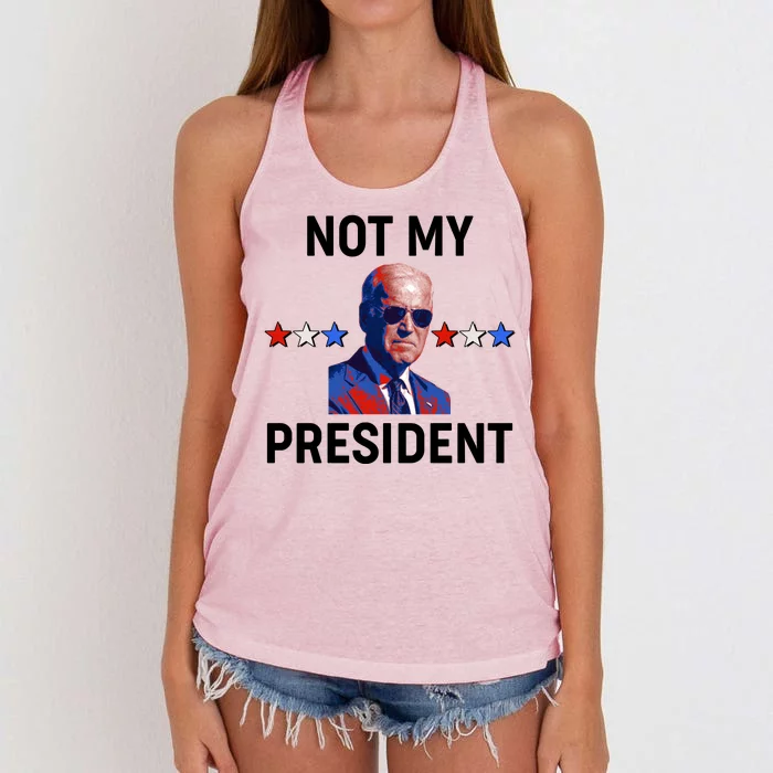 Not My President Anti Biden Pro Trump 2020 Election Women's Knotted Racerback Tank