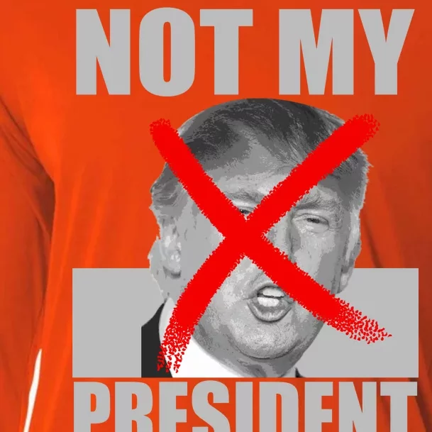 Not My President Red X Spray Paint Anti-Trump Cooling Performance Long Sleeve Crew