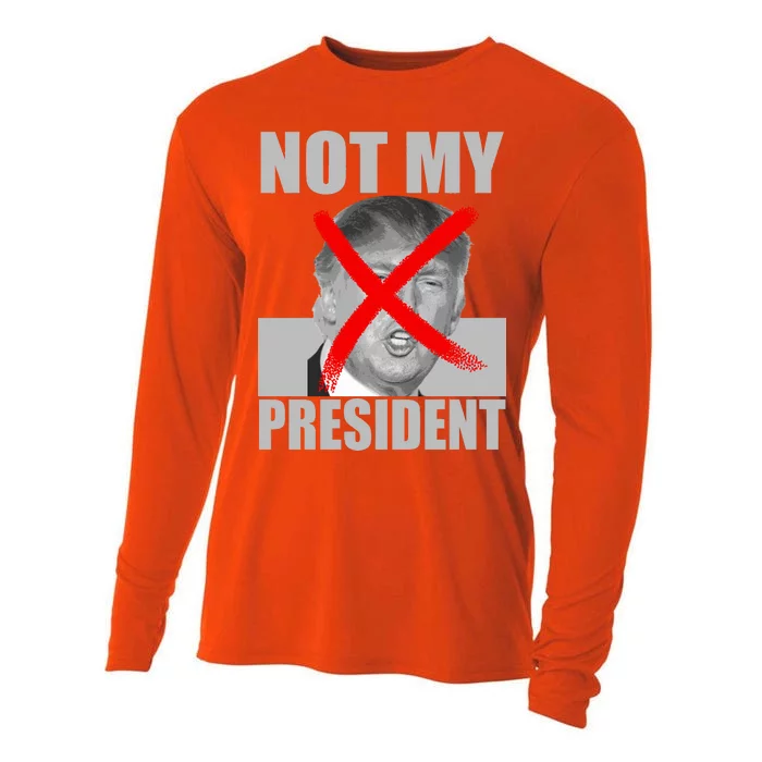 Not My President Red X Spray Paint Anti-Trump Cooling Performance Long Sleeve Crew