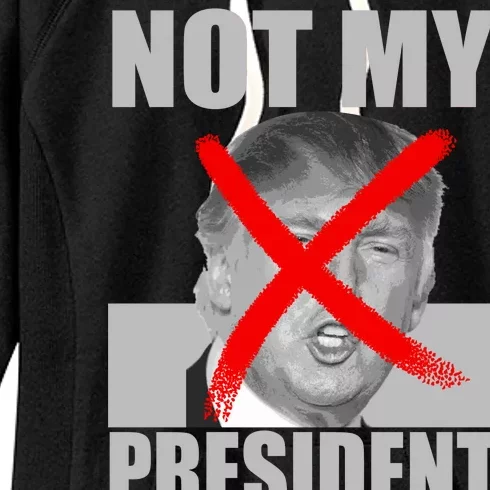 Not My President Red X Spray Paint Anti-Trump Women's Fleece Hoodie