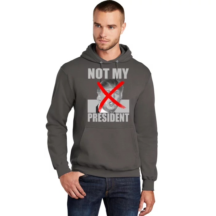 Not My President Red X Spray Paint Anti-Trump Hoodie