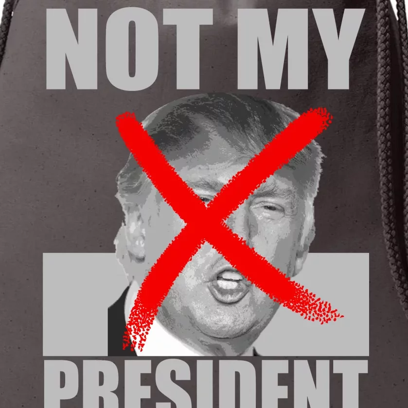 Not My President Red X Spray Paint Anti-Trump Drawstring Bag