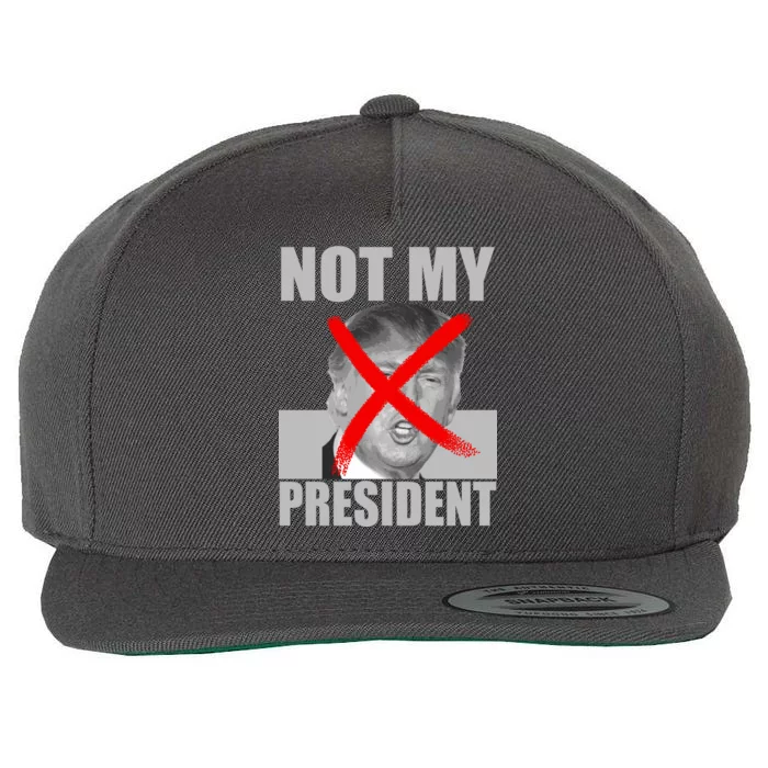 Not My President Red X Spray Paint Anti-Trump Wool Snapback Cap