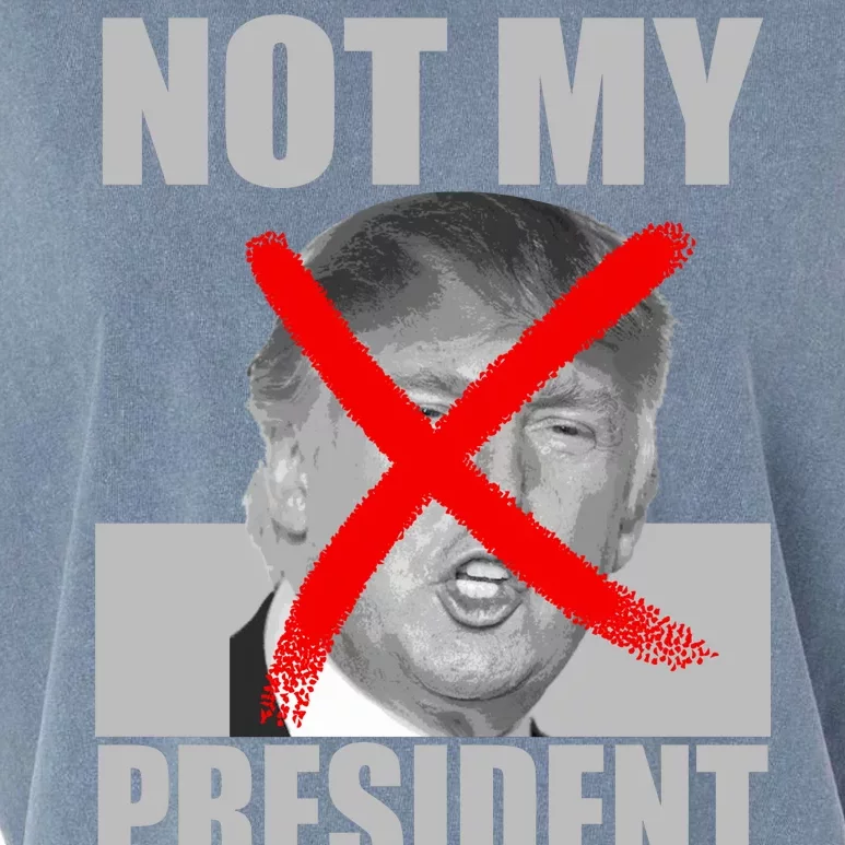 Not My President Red X Spray Paint Anti-Trump Garment-Dyed Women's Muscle Tee