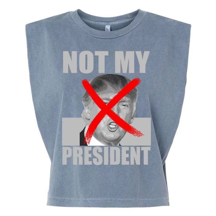 Not My President Red X Spray Paint Anti-Trump Garment-Dyed Women's Muscle Tee