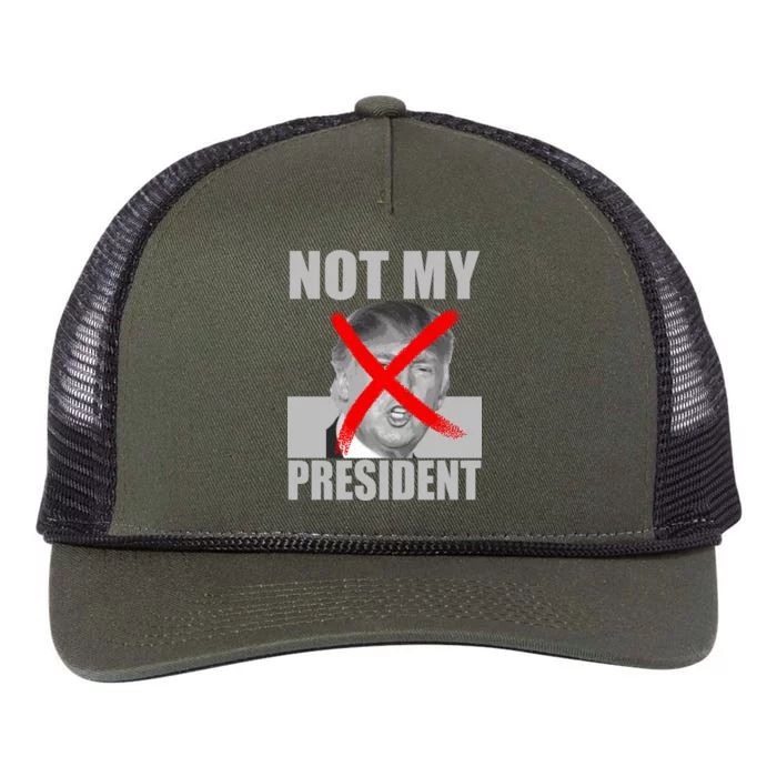 Not My President Red X Spray Paint Anti-Trump Retro Rope Trucker Hat Cap