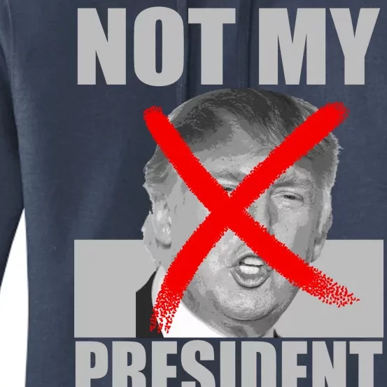 Not My President Red X Spray Paint Anti-Trump Women's Pullover Hoodie