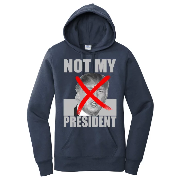 Not My President Red X Spray Paint Anti-Trump Women's Pullover Hoodie