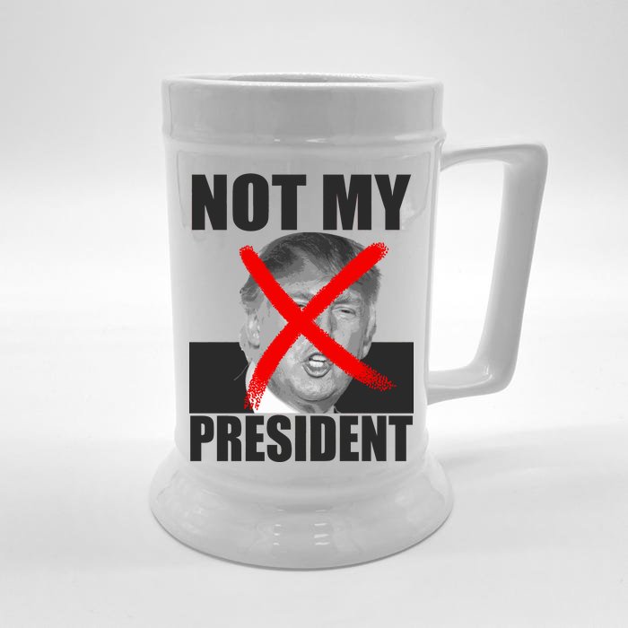 Not My President Red X Spray Paint Anti-Trump Front & Back Beer Stein