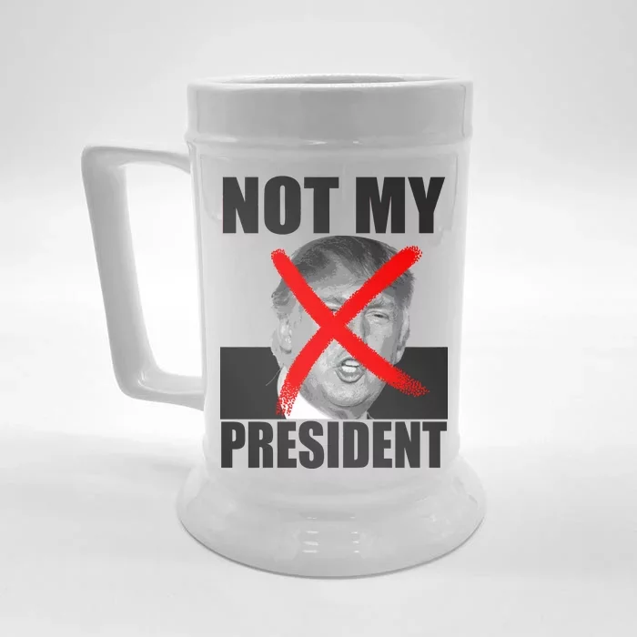 Not My President Red X Spray Paint Anti-Trump Front & Back Beer Stein