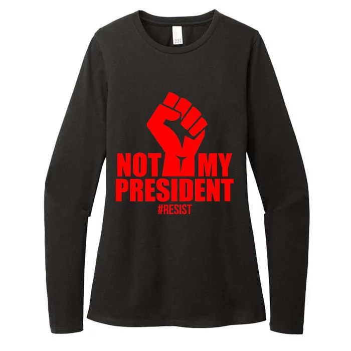 Not My President Resist Anti Trump Fist Womens CVC Long Sleeve Shirt