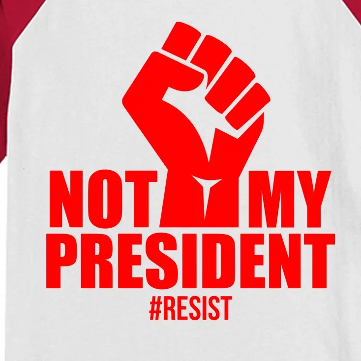 Not My President Resist Anti Trump Fist Kids Colorblock Raglan Jersey