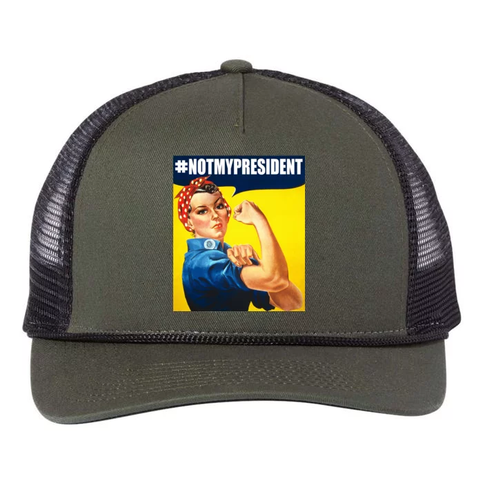 Not My President Rosie Riverter Girl Power Anti Trump Poster Retro Rope Trucker Hat Cap