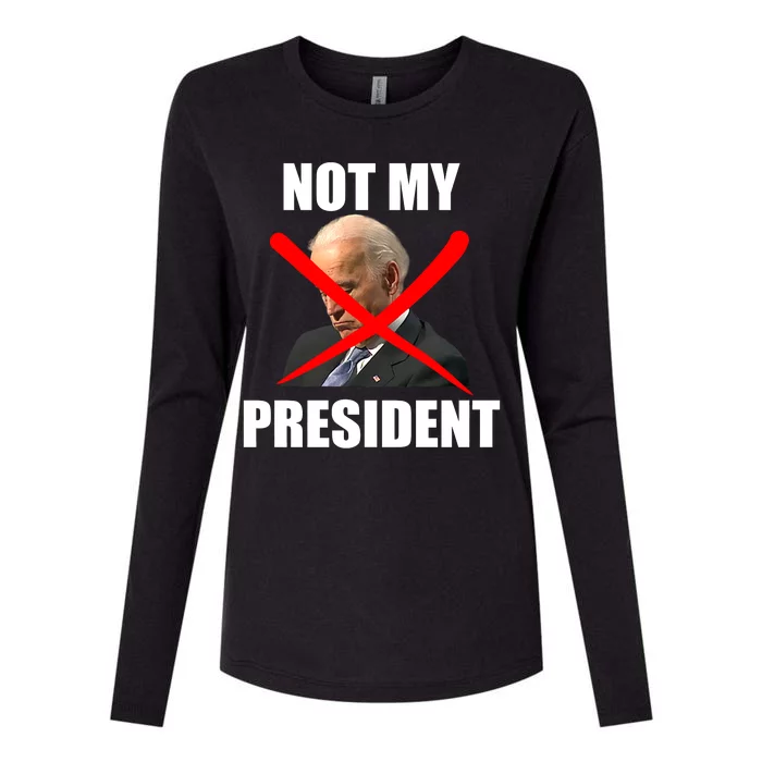 Not My President Trump Anti Biden Womens Cotton Relaxed Long Sleeve T-Shirt