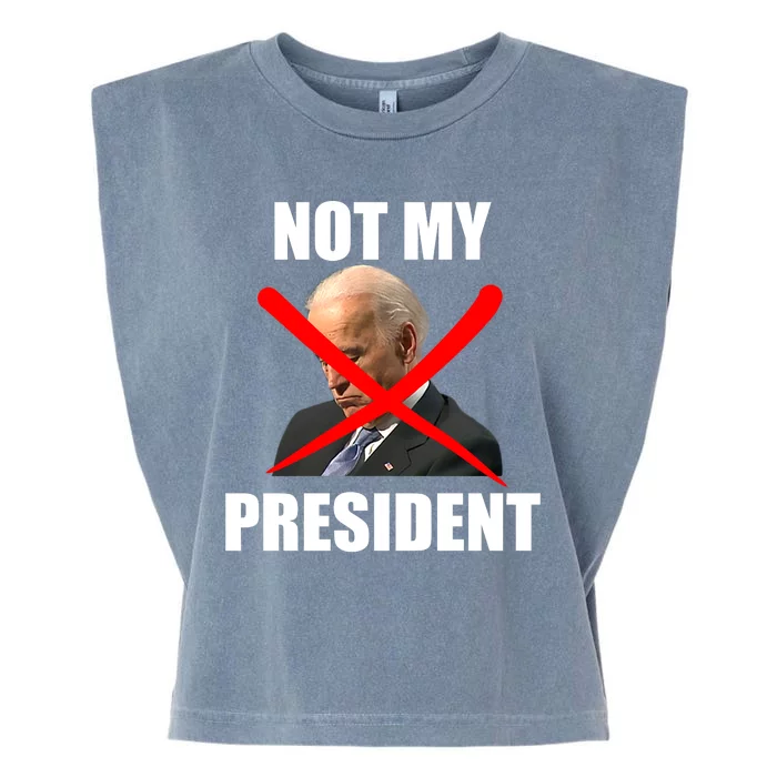 Not My President Trump Anti Biden Garment-Dyed Women's Muscle Tee