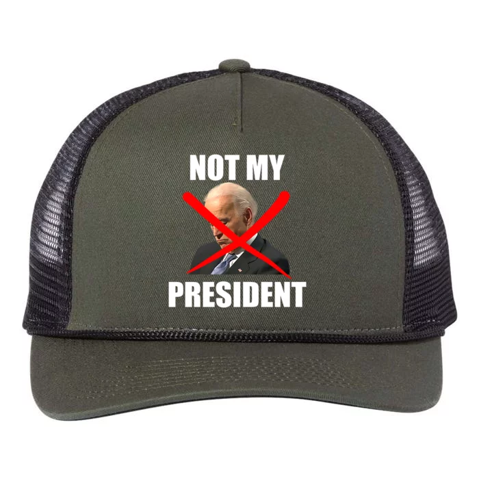 Not My President Trump Anti Biden Retro Rope Trucker Hat Cap