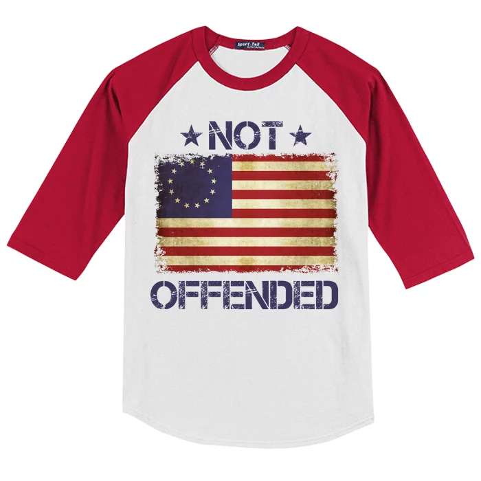 Not Offended Betsy Ross Flag Kids Colorblock Raglan Jersey