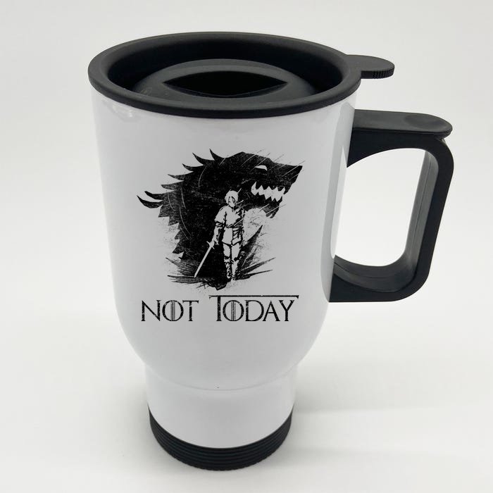 Not Today Arya Wolf Front & Back Stainless Steel Travel Mug