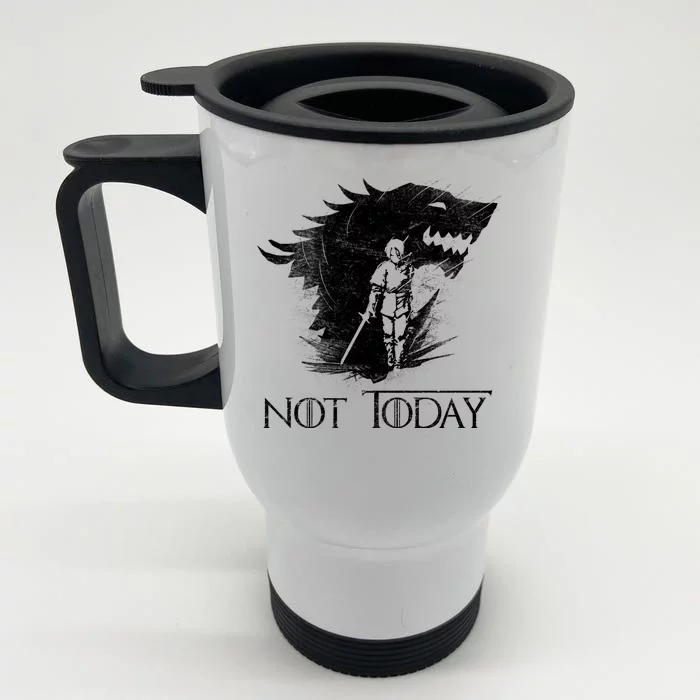 Not Today Arya Wolf Front & Back Stainless Steel Travel Mug