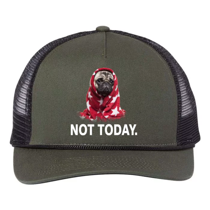 Not Today Funny Pug Retro Rope Trucker Hat Cap