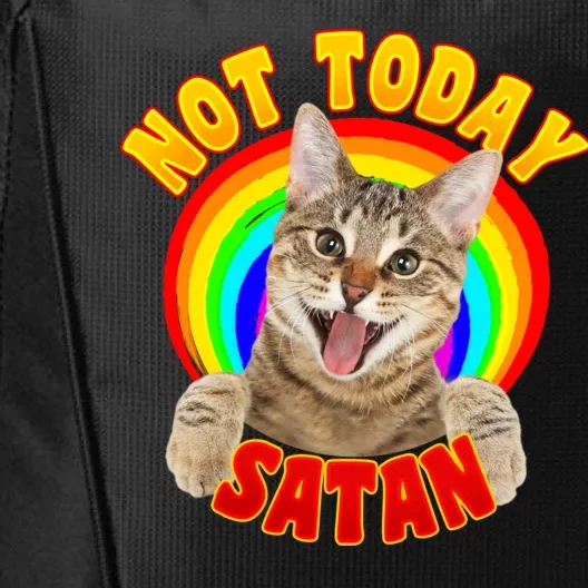 Not Today Satan Funny Cat Rainbow City Backpack