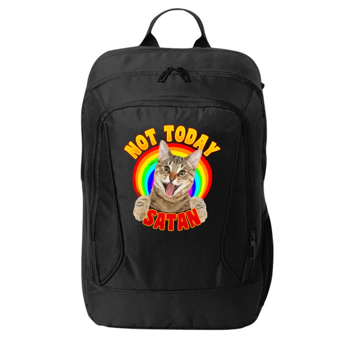 Not Today Satan Funny Cat Rainbow City Backpack