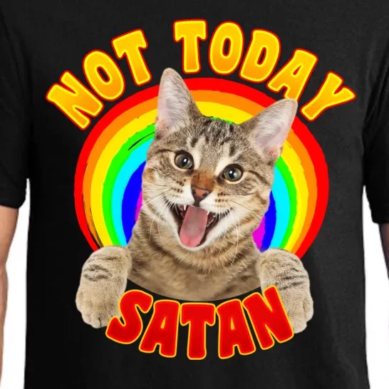 Not Today Satan Funny Cat Rainbow Pajama Set