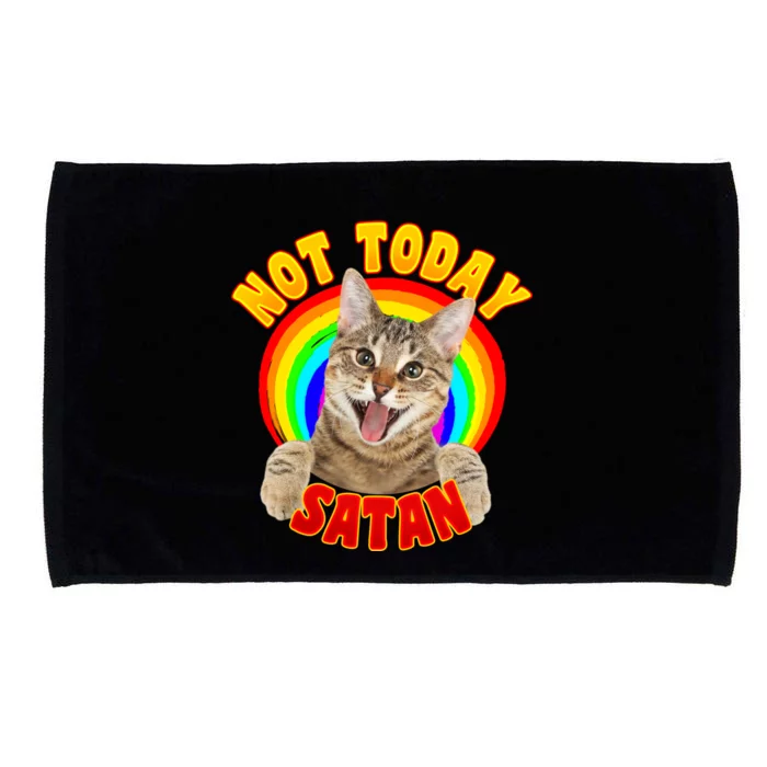 Not Today Satan Funny Cat Rainbow Microfiber Hand Towel