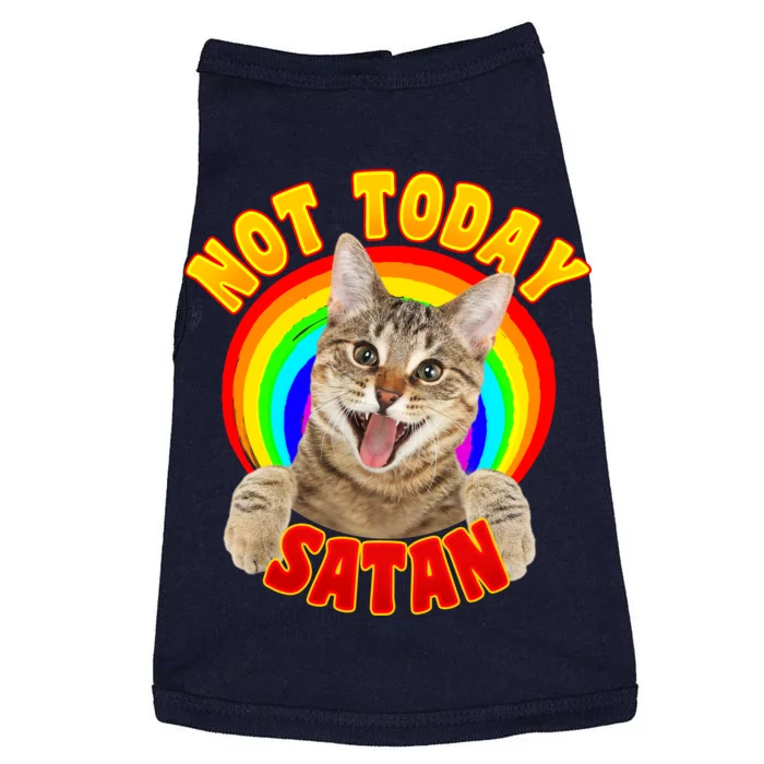 Not Today Satan Funny Cat Rainbow Doggie Tank