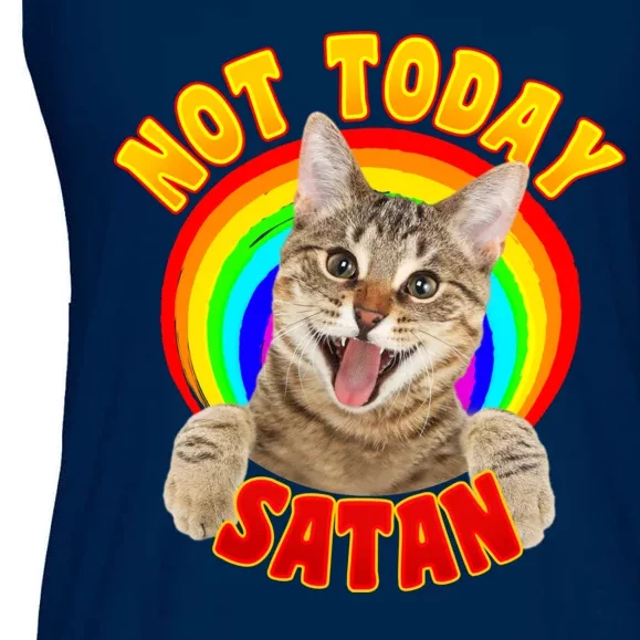 Not Today Satan Funny Cat Rainbow Ladies Essential Flowy Tank