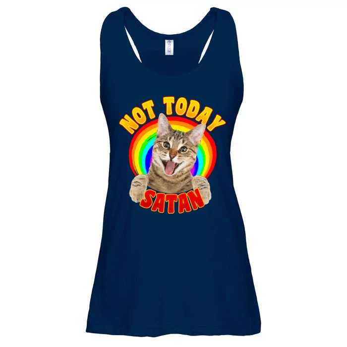 Not Today Satan Funny Cat Rainbow Ladies Essential Flowy Tank