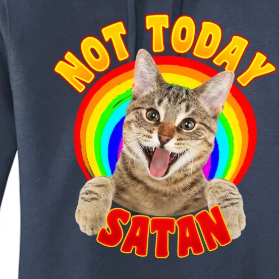 Not Today Satan Funny Cat Rainbow Women's Pullover Hoodie